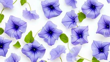 Morning Glory flower patterned background. Flower texture background. Generative AI photo