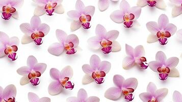 Orchid flower patterned background. Flower texture background. Generative AI photo