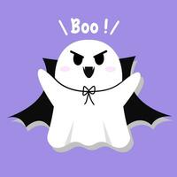 Cute Ghost. in vampire dress. cartoon character and flat design. Vector Illustrations for Halloween Day.