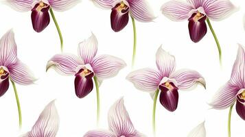 Monkey orchid flower patterned background. Flower texture background. Generative AI photo