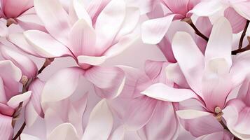 Magnolia flower patterned background. Flower texture background. Generative AI photo