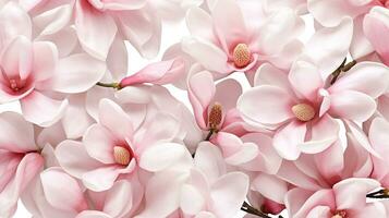 Magnolia flower patterned background. Flower texture background. Generative AI photo
