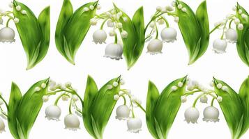 Lily of the Valley flower patterned background. Flower texture background. Generative AI photo