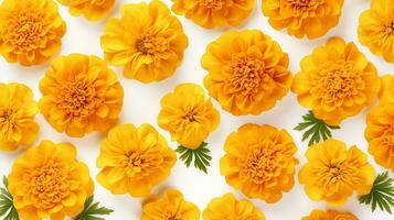 Marigold flower patterned background. Flower texture background. Generative AI photo