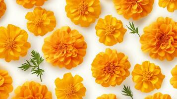 Marigold flower patterned background. Flower texture background. Generative AI photo