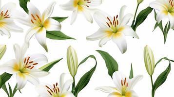Lily flower patterned background. Flower texture background. Generative AI photo