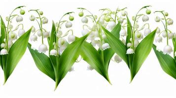 Lily of the Valley flower patterned background. Flower texture background. Generative AI photo