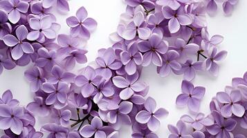 Lilac flower patterned background. Flower texture background. Generative AI photo