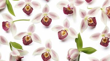 Monkey orchid flower patterned background. Flower texture background. Generative AI photo