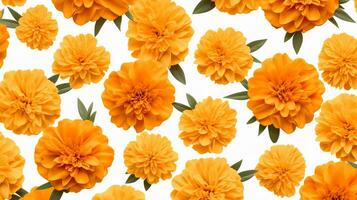 Marigold flower patterned background. Flower texture background. Generative AI photo