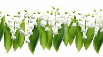 Lily of the Valley flower patterned background. Flower texture background. Generative AI photo