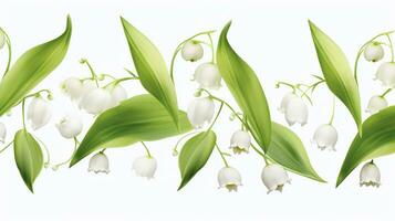 Lily of the Valley flower patterned background. Flower texture background. Generative AI photo