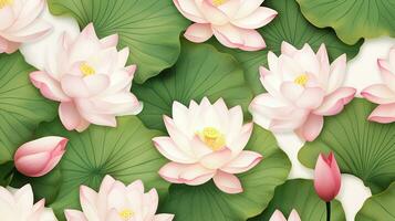 Lotus flower patterned background. Flower texture background. Generative AI photo