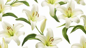 Lily flower patterned background. Flower texture background. Generative AI photo