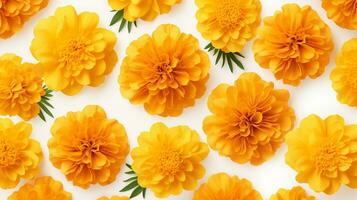 Marigold flower patterned background. Flower texture background. Generative AI photo