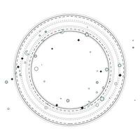 Vector sparkle star circle frame.  vector galaxy decorated minimal line art frame