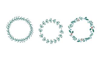 Vector wreaths of doodles flowers and plants