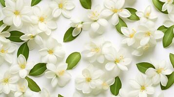 Jasmine flower patterned background. Flower texture background. Generative AI photo