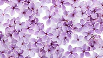 Lilac flower patterned background. Flower texture background. Generative AI photo