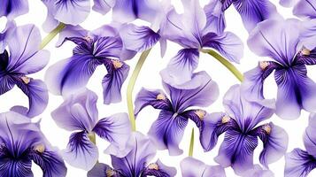 Iris flower patterned background. Flower texture background. Generative AI photo