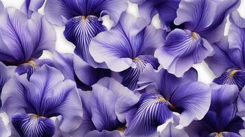 Iris flower patterned background. Flower texture background. Generative AI photo