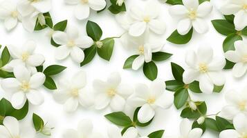 Jasmine flower patterned background. Flower texture background. Generative AI photo