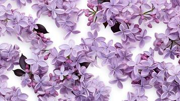 Lilac flower patterned background. Flower texture background. Generative AI photo