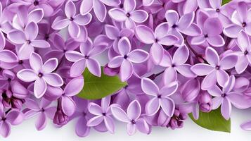 Lilac flower patterned background. Flower texture background. Generative AI photo