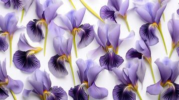 Iris flower patterned background. Flower texture background. Generative AI photo