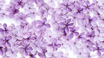 Lilac flower patterned background. Flower texture background. Generative AI photo