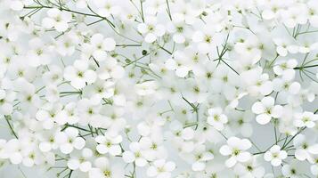 Gypsophila flower patterned background. Flower texture background. Generative AI photo