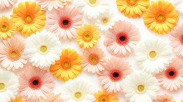 Gerbera flower patterned background. Flower texture background. Generative AI photo