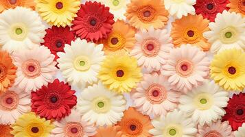 Gerbera flower patterned background. Flower texture background. Generative AI photo