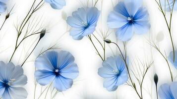 Flax flower patterned background. Flower texture background. Generative AI photo