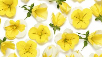 Evening Primrose flower patterned background. Flower texture background. Generative AI photo