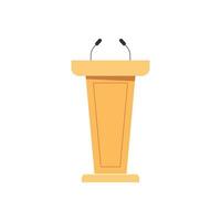 Tribune stand. Empty podium with speech microphone. vector