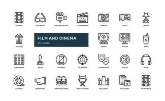 film cinema entertainment theater show detailed icon set. eps vector file