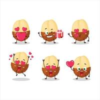 Slice of salak cartoon character with love cute emoticon vector