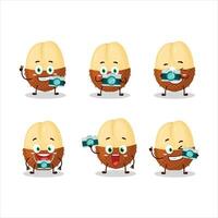 Photographer profession emoticon with slice of salak cartoon character vector