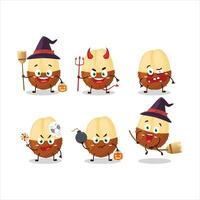 Halloween expression emoticons with cartoon character of slice of salak vector