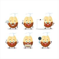 Cartoon character of slice of salak with various chef emoticons vector