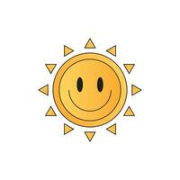 Vector smiling sun isolated on white background