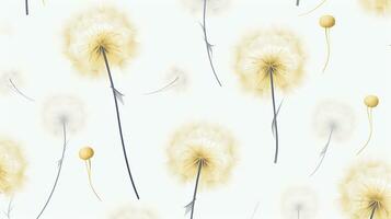 Dandelion flower patterned background. Flower texture background. Generative AI photo
