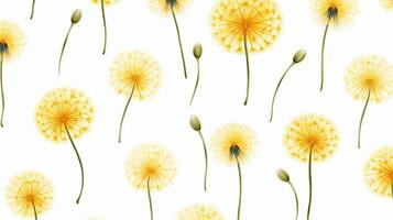 Dandelion flower patterned background. Flower texture background. Generative AI photo