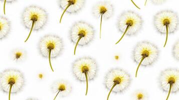 Dandelion flower patterned background. Flower texture background. Generative AI photo