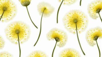 Dandelion flower patterned background. Flower texture background. Generative AI photo