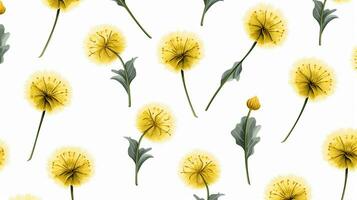 Dandelion flower patterned background. Flower texture background. Generative AI photo