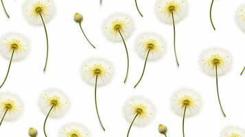 Dandelion flower patterned background. Flower texture background. Generative AI photo