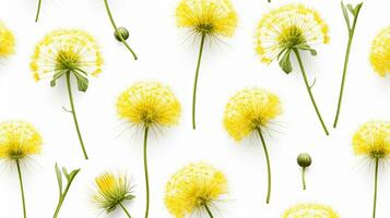 Dandelion flower patterned background. Flower texture background. Generative AI photo