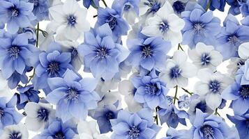 Delphinium flower patterned background. Flower texture background. Generative AI photo